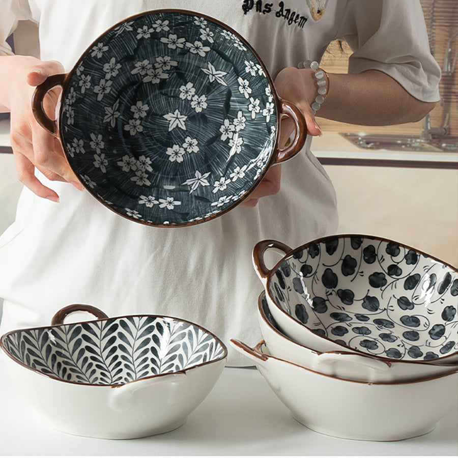 Japanese Theme Ceramic Bowls - Garden Blue