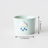 Set of 4 April Showers Theme Ceramic Pots