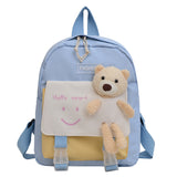 30cm Canvas Kids Backpack with Teddy Bear