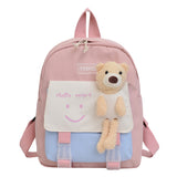 30cm Canvas Kids Backpack with Teddy Bear