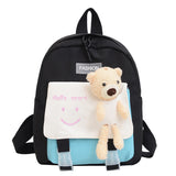 30cm Canvas Kids Backpack with Teddy Bear