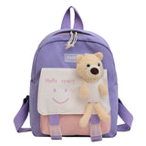 30cm Canvas Kids Backpack with Teddy Bear