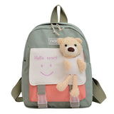 30cm Canvas Kids Backpack with Teddy Bear