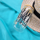 16oz “Shine Like a Sunflower” Glass Tumbler with Bamboo Lid & Straw