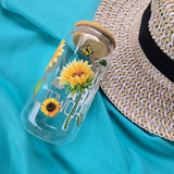 16oz “Shine Like a Sunflower” Glass Tumbler with Bamboo Lid & Straw