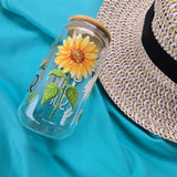 16oz “Shine Like a Sunflower” Glass Tumbler with Bamboo Lid & Straw