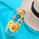 16oz Sunflower Glass Tumbler with Bamboo Lid & Straw – “Peace, Love, Sunshine” Design