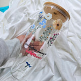 40oz Wildflower Glass Tumbler with Handle & Bamboo Lid