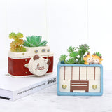 Set Of Three Retro Theme Succulent Pot