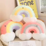 Rainbow Plush Cushion – 48cm Soft Cloud Pillow