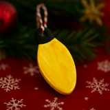 Handmade Clay Light Bulb Ornament – Yellow Christmas Tree Decoration
