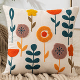 Playful Floral Embroidered Cushion Cover