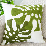 Leafy Green Embroidered Cushion Covers