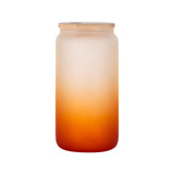 16oz Frosted Glass Cups with Bamboo Lid & Straw