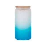 16oz Frosted Glass Cups with Bamboo Lid & Straw