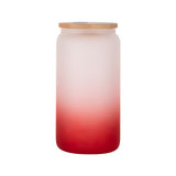 16oz Frosted Glass Cups with Bamboo Lid & Straw