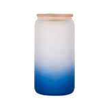 16oz Frosted Glass Cups with Bamboo Lid & Straw