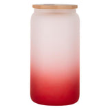 16oz Frosted Glass Cups with Bamboo Lid & Straw